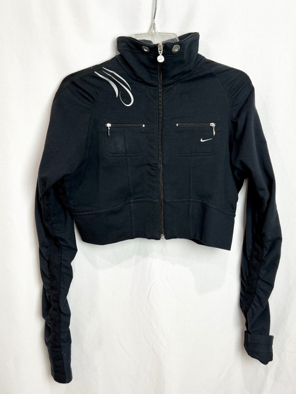 Nike Vintage Cropped Sport Jacket Rushed Sides/Sleeve Black Sz